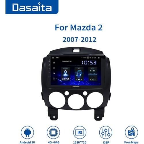 Dasaita 9" IPS Touch Screen Car 1Din GPS Android 10.0 for MAZDA 2 Radio 2010 2011 2012 2013 GPS 4G 64G Navigation 1280*720