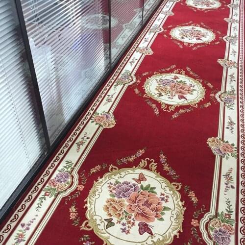Long size retro floral bedside carpet, dressing room runner rug,wedding welcome red carpet,square gallery carpet,entry mat