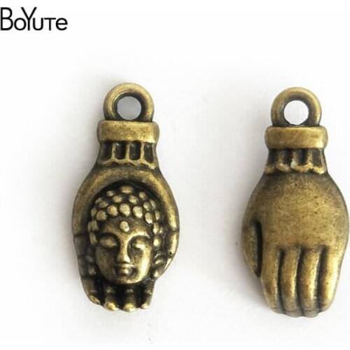 BoYuTe (100 Pieces/Lot) 18*8MM Antique Bronze Silver Plated Zinc Alloy Palm Buddha Charms Diy Jewelry Making Accessories