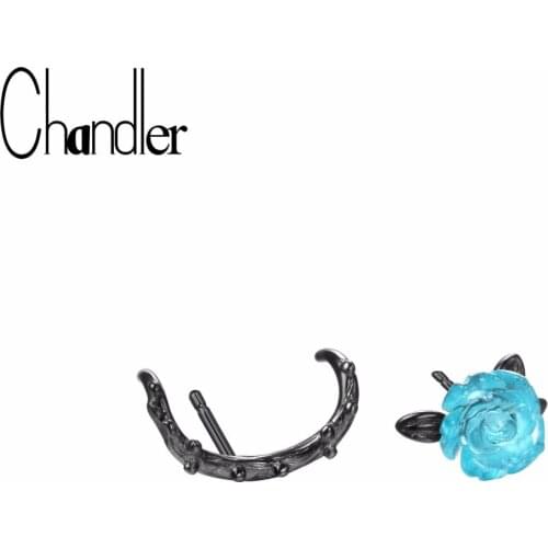 Chandler Biker Acrylic Branch Earrings Blue Flower Brincos Resin Black Piercing Oorbellen Personnality Back Orecchini
