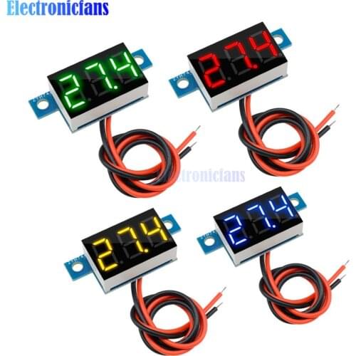 0.36" Inch DC 3.3V - 17V Digital Tube 2 Wires LED Panel Meter Mini Lithium Battery Digital Voltmeter Red/Blue/Green/Yellow
