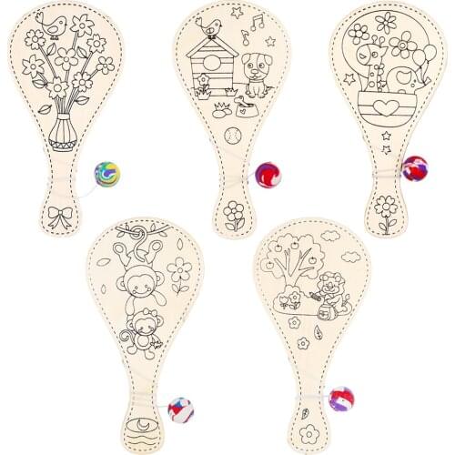 DIY Racket Wooden Toy,Children Manual Painting Pat Ball,Kids Educational Handmade Game,Arts Crafts Painting Graffiti Toys