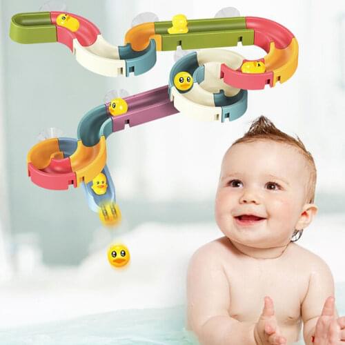 Bath Toys Baby Bathroom Duck DIY Track Bathtub Kids Play Water Games Tool Bathing Shower Wall Suction Set Bath Toy for Children