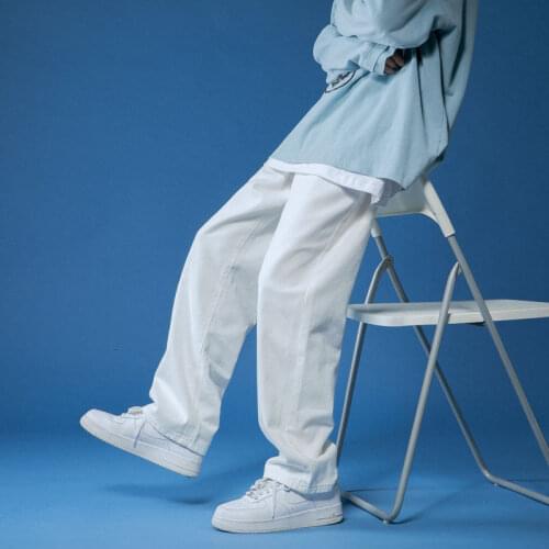 Spring Wide-leg Jeans Mens Fashion Retro Casual Korean Jeans Men Streetwear Loose Hip-hop Straight Denim Trousers Mens M-2XL