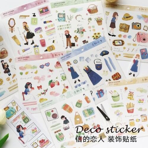 Bread Sailor Dress Flower Fruit Girl Decorative Stationery Stickers Scrapbooking DIY Diary Album Stick Lable