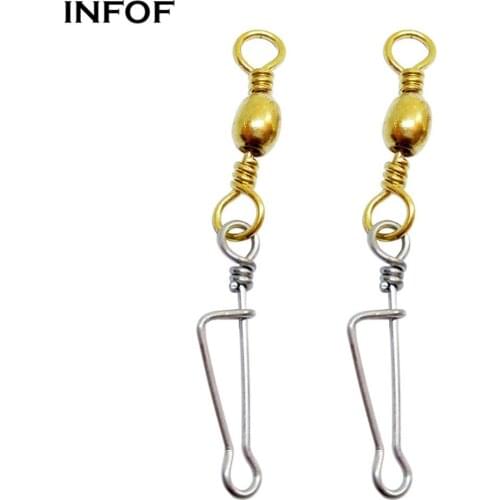 INFOF 200pcs/lot Fishing Swivel Snap Barrel Swivel with Italinan snap Carp Fishing Tackle Stainless Steel Fishing Connector