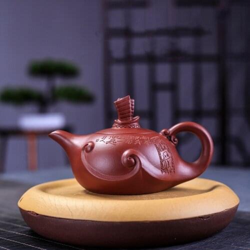 Yixing Genuine Dahongpao Purple Clay Pot Hand lettering Smooth sailing Teapot Chinese Kung Fu tea set gift pot 210cc