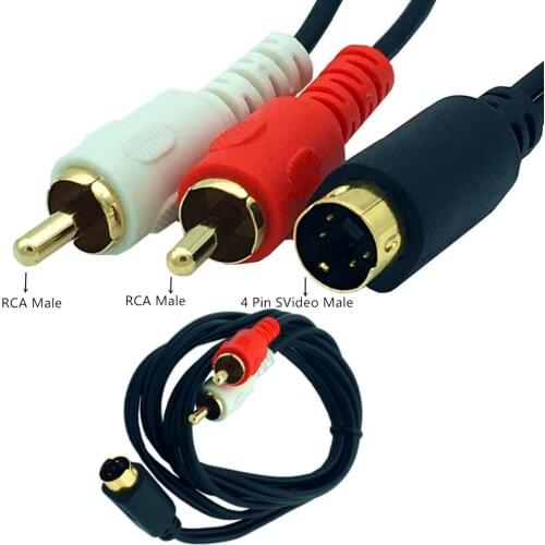 ERE 4 Pin S Video to RCA cable MD4P male / 2RCA lotus male video S-Video 4Pin revolution 2RCA male TV DVD cable