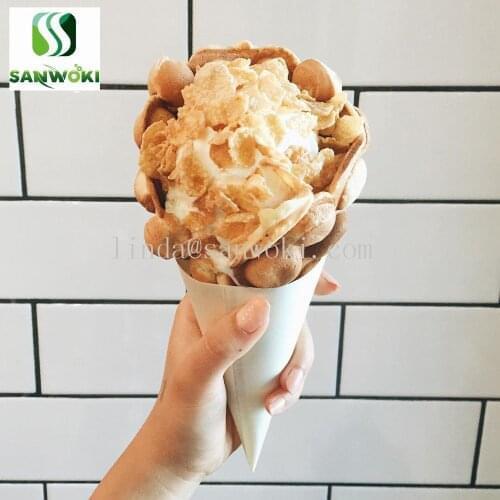 1000pcs Cone Shape Disposable waffle package paper Food Grade Kraft Paper Box waffle paper holder anti-oil French Fries Box