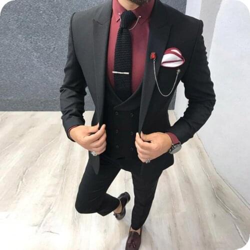 Men Suit Costume Homme Mariage Luxe Custom Made Casual Business Wedding Groom Best Man Prom Suits Ropa Hombre Jacket+Pants+Vest