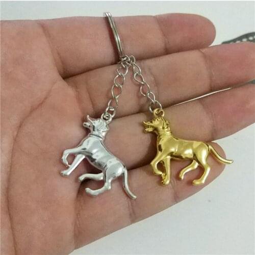 LPHZQH Trendy German Shepherd Key Chains Fashion Women Bag Pendant Accessories Cars Key Rings Gift Punk Gold Color Color