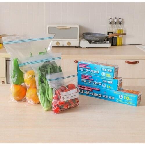 1 Box Reusable Food Storage Bag Double Seal Ziplock Leakproof Freezer Fresh Keeping Pouch Thick Refrigerator Fruit Vegetable Pa