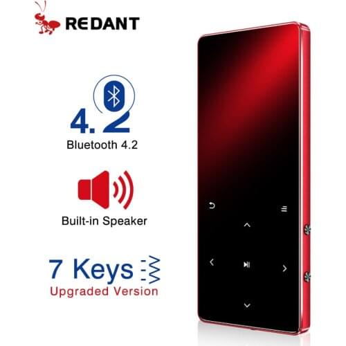 REDANT MP4 Player with Bluetooth Built-in Speaker Touch Key FM Radio Video Play E-book HIFI Metal MP 4 Music Player 8G 16G 32GB