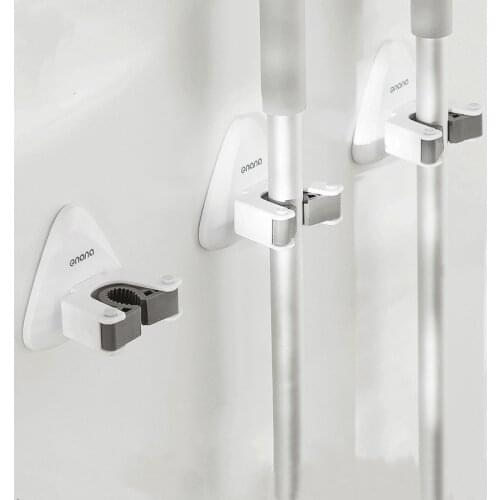 Wall-Mounted Household Mop Hook Bathroom Kitchen Balcony Free Punching Seamless Mop Clip Multifunctional Self-Adhesive Hook Rack