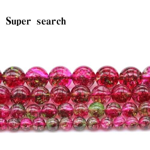 Natural Stone Rose red And Green Watermelon Crystal Strand Loose Beads For Jewelry Making Bracelet Earring Pendant Woman