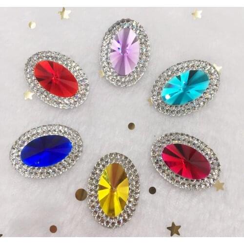 New 20PCS Shiny Resin 18*25mm Oval Gem Flatback Rhinestone Wedding DIY Scrapbook W34