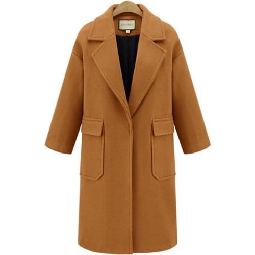 2021 New Fashion Women Long Sleeve Large Size Women Woolen Coat Autumn Winter Lapel Female Temperament Woolen Jacket NBH287
