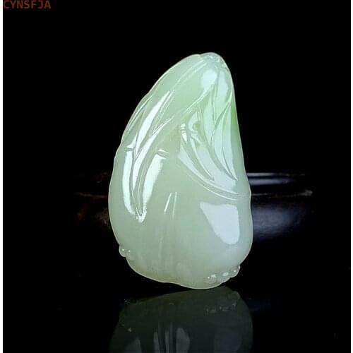CYNSFJA New Real Rare Certified Natural Hetian Jade Nephrite Lucky Amulets Bamboo Jade Pendant Hand Carved High Quality Gifts
