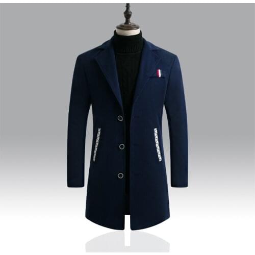 New Overcoat Woollen Long Warm Hombre Mens Coats Thick Winter Autumn Windbreaker Male Fashion Business Casual Windproof Thermal