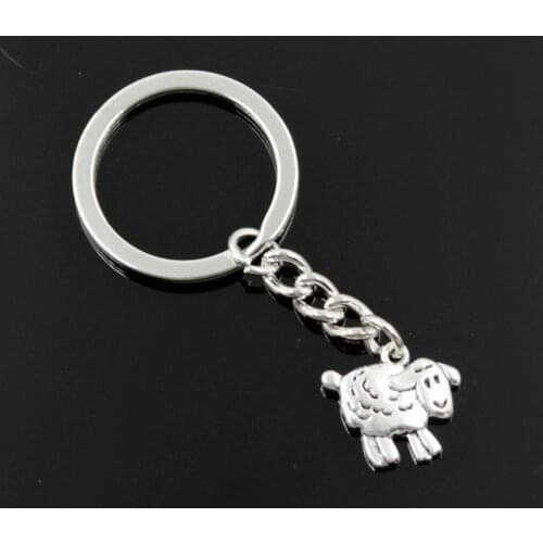 New Fashion Men 30mm Keychain DIY Metal Holder Chain Vintage Sheep Lamb 18x16mm Silver Color Pendant Gift