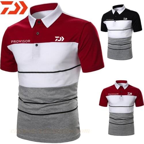 DAIWA Fishing Clothing Tshirt Men Breathable Quick Dry Fishing Clothes Outdoor Sport Men Short Sleeve Polo Tee Fishing T Shirt