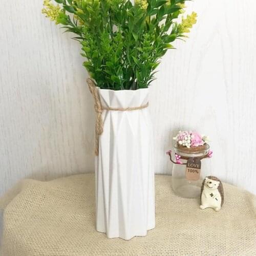 Origami Plastic Vase White Imitation Ceramic Flowerpot Flower Artificial Arrangement Flower Container Party Home Decoration