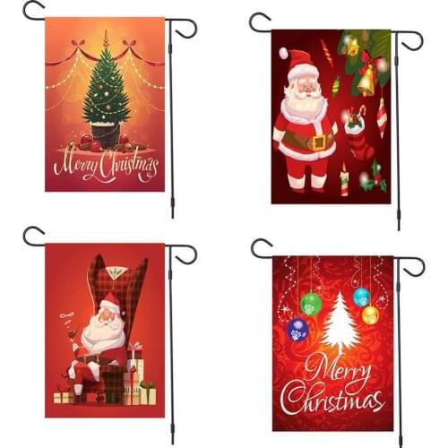 Santa Claus Pattern Hanging Ornament Xmas Holiday Garden Pendant Flag Banner