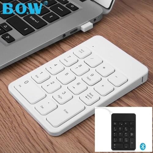 B O W HW157 Rechageable Bluetooth Wireless/2.4G Wireless 18 Key Portable Numeric Keypad For Notebook,Desktop Computer