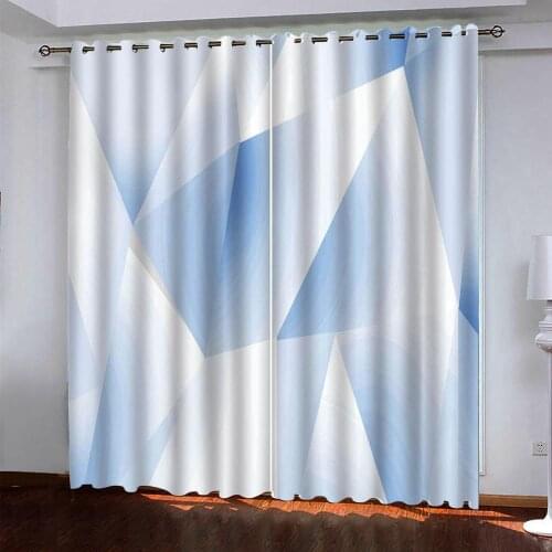 Simple blue curtains stereoscopic geometric Window Blackout Luxury 3D Curtains set For Bed room Living room blackout curtains
