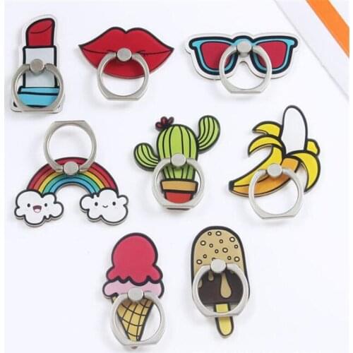 Rainbow Finger Ring Ice Cream Cactus Mobile Phone Stand Holder Ice Cream Smartphone Holder Stand For Iphone Xiaomi All Phone