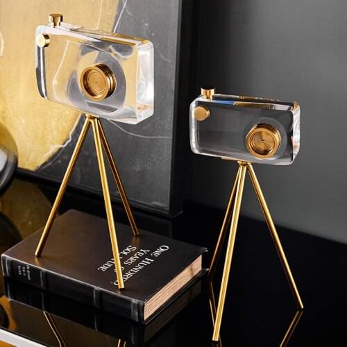 Luxury crystal camera ornaments home decoration accessories for living room shooting props Creative model TV desktop decorations