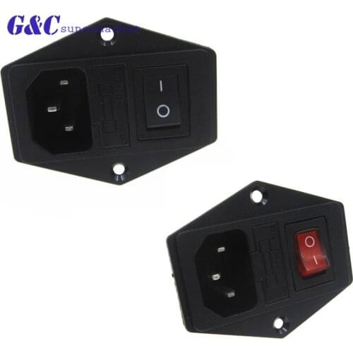AC 250V 10A Black Red 3-Pin Power Socket with Fuse Holder Rocker Switch 3pin diy electronics