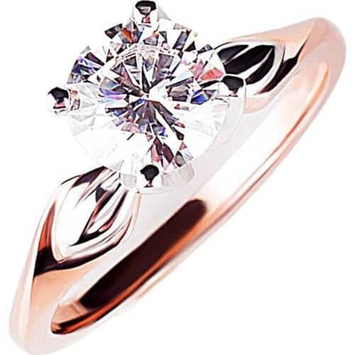 Rose Gold 100% Real 925 Sterling Silver Ring Women Engagement Wedding Party Exquisite Luxury Charm Elegant Romantic Fine Jewelry