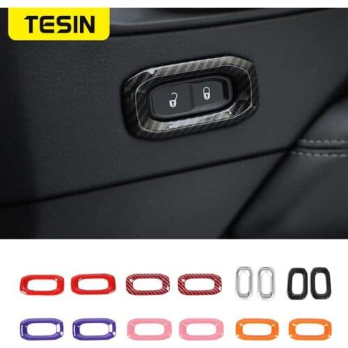 TESIN Interior Accessories For Jeep Gladiator JT 2018+ Car Door Lock Switch Button Decor Stickers For Jeep Wrangler JL 2018