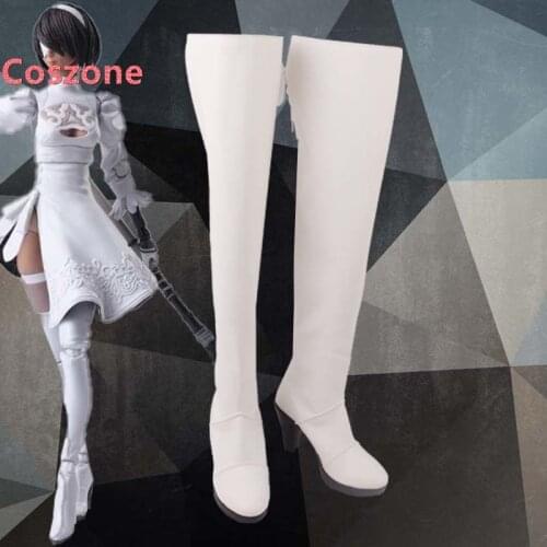 NieR Automata YoRHa No 2 Type B Cosplay Shoes 2B White High Heel Shoes Halloween Carnival Cosplay Costume Accessories