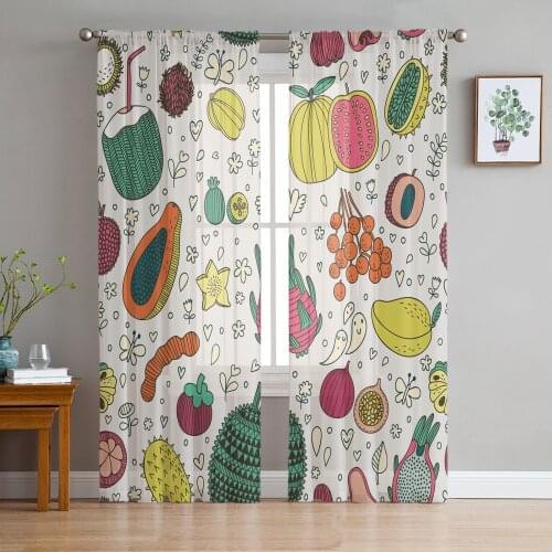 Tulle Curtains Dragon Fruit Fruit Colorful Boys And Girls Bedroom Sheer Hanging Curtain Living Room Kitchen Gauze Curtain