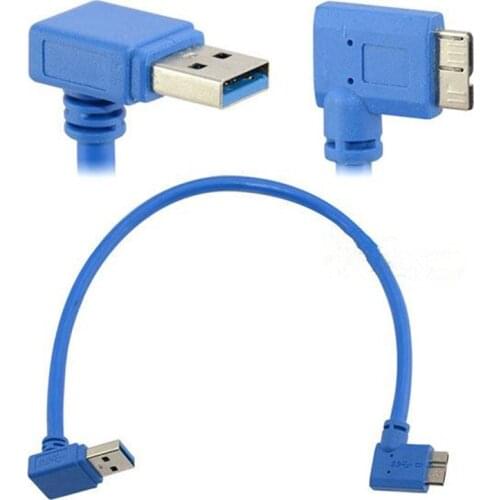 USB 3.0 to USB 3.0 Micro B Cable USB 3.0 A Male 90 degree Down Angle to Micro B Male 90 Degree Right Angle Short Cable 0.3m/30cm