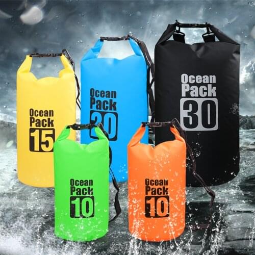 10L / 15L / 20L / 30L Outdoor Waterproof Dry Backpack Water Floating Bag Roll Top Sack for Kayaking Rafting Boating Trekking