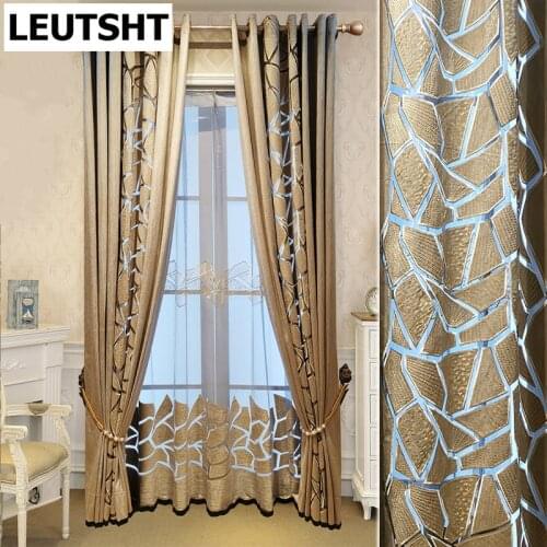Blue Crack Geometric Design Curtains Blackout For Living Room Coffee Sheer Bedroom Curtain Luxurious Window Blinds Drape