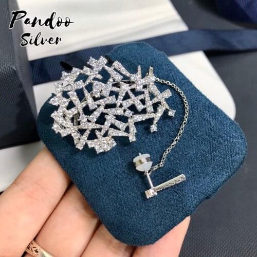 Pandoo Silver Festival Ear Jacket And Studs Jewelry For Women With Logo,S925 Sterling Silver Jewelry 1:1 Copy