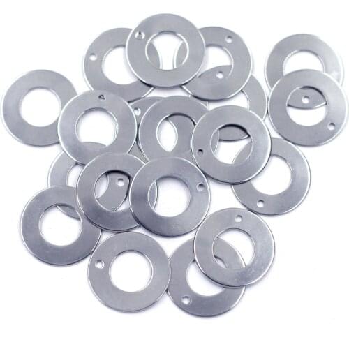 10Pcs Pendants Stainless Steel Double Circle Blank Stamping Tags Round Silver Tone Jewelry DIY Findings 20mm 30mm