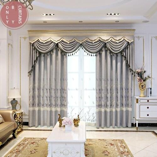 2021 Modern Minimalist European Style Embroidered Curtain Snow Blackout Curtain Finished Curtains for Living Dining Room Bedroom