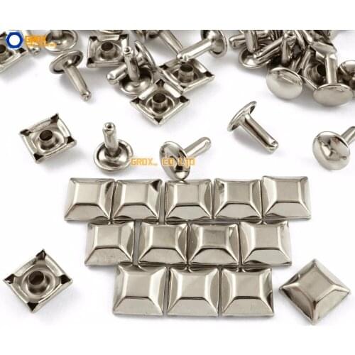 300 set 10mm Silver Ladder Square Pyramid Double Cap Rapid Rivet Punk Rock Leathercraft Rivet