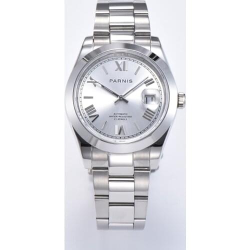 39.5mm Parnis Watch Luxury Automatic Mens Wristwatch Miyota8215 Movement Polished Case Sapphire Glass Date Oyster Bracelet