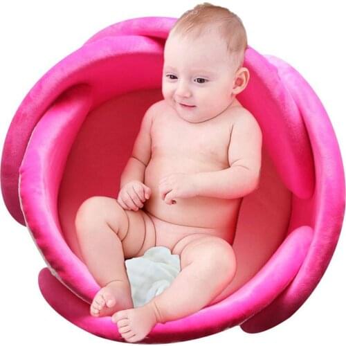 5 Petal Baby Bath Cushion Newborn Bathtub Mat Pillow Bathing Sink Tub Seat Support Lounger Pad Hot Pink Blooming Non Slip