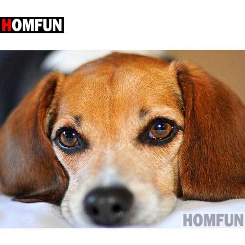 HOMFUN Full Square/Round Drill 5D DIY Diamond Painting "Animal dog" Embroidery Cross Stitch 3D Home Decor A10606
