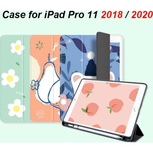 Case For iPad Pro 11 2020 2018 with Pencil Holder Trifold Tablet Cover Funda Case for iPad 2020 11 Inch A2228 A2068 A2230