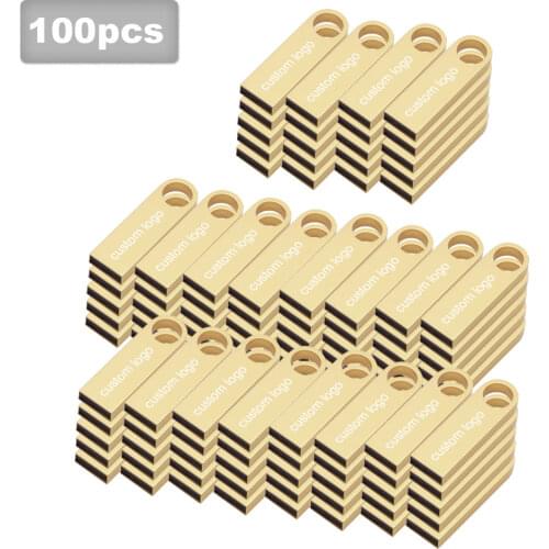 100pcs Pendrive Metal USB Flash Drive 64GB 32GB Flash Disk 2.0 USB Memory Stick Cle USB 16GB 128GB Storage Device for Computer