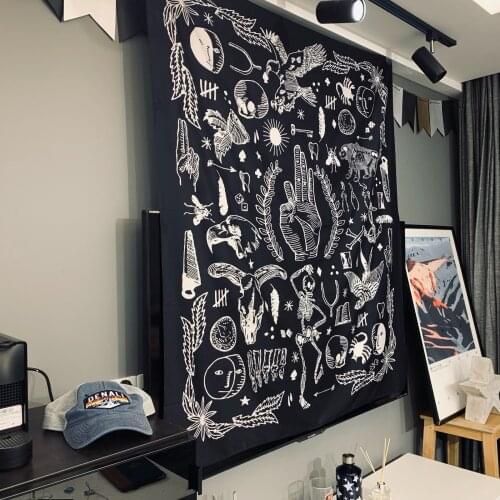 Magical Terror Printed Halloween Style Tapestry Wall Hanging Living Room Home Decor Sofa Cover Bed Sheet Psychedelic Valance