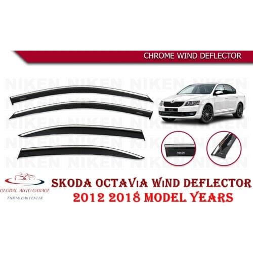 For SKODA OCTAVIA Chrome Rain Wind Deflector 2013-2020 Sunshade Curtains Car Windshield Auto Accessory Universal Body kit